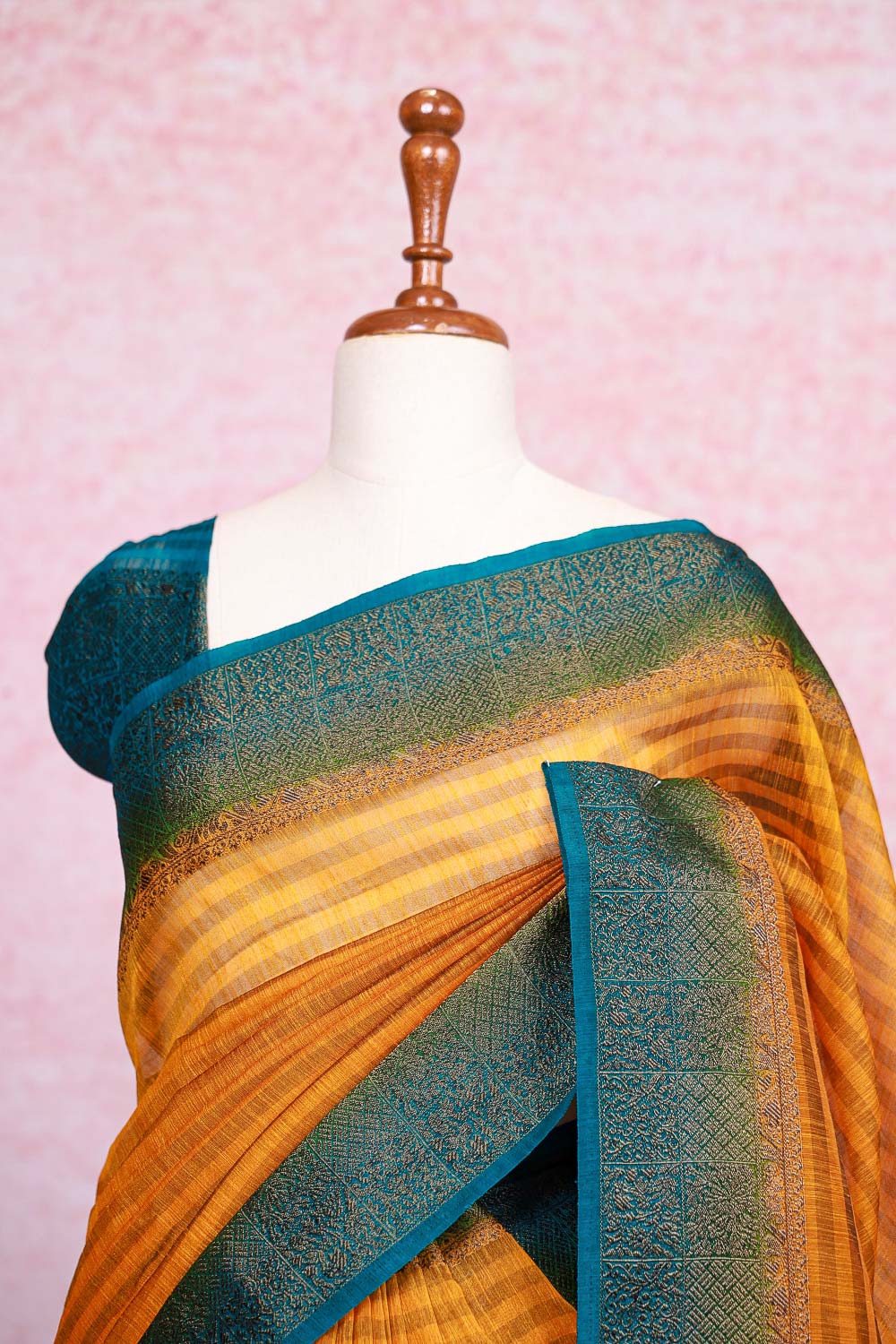 Mustard Yellow Semi Jute Saree