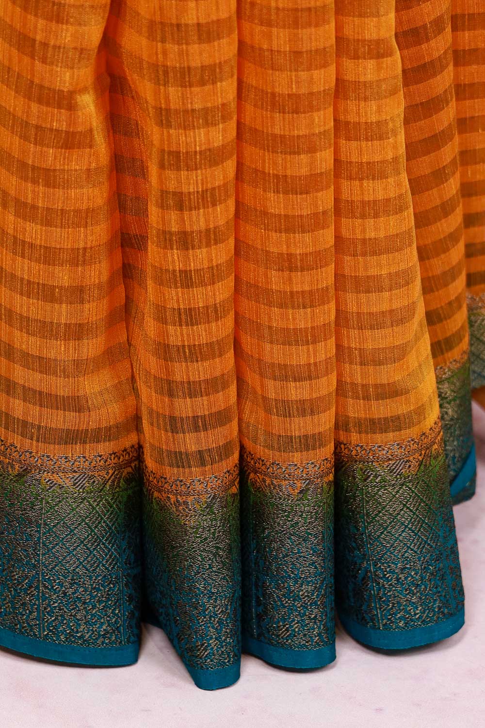 Mustard Yellow Semi Jute Saree