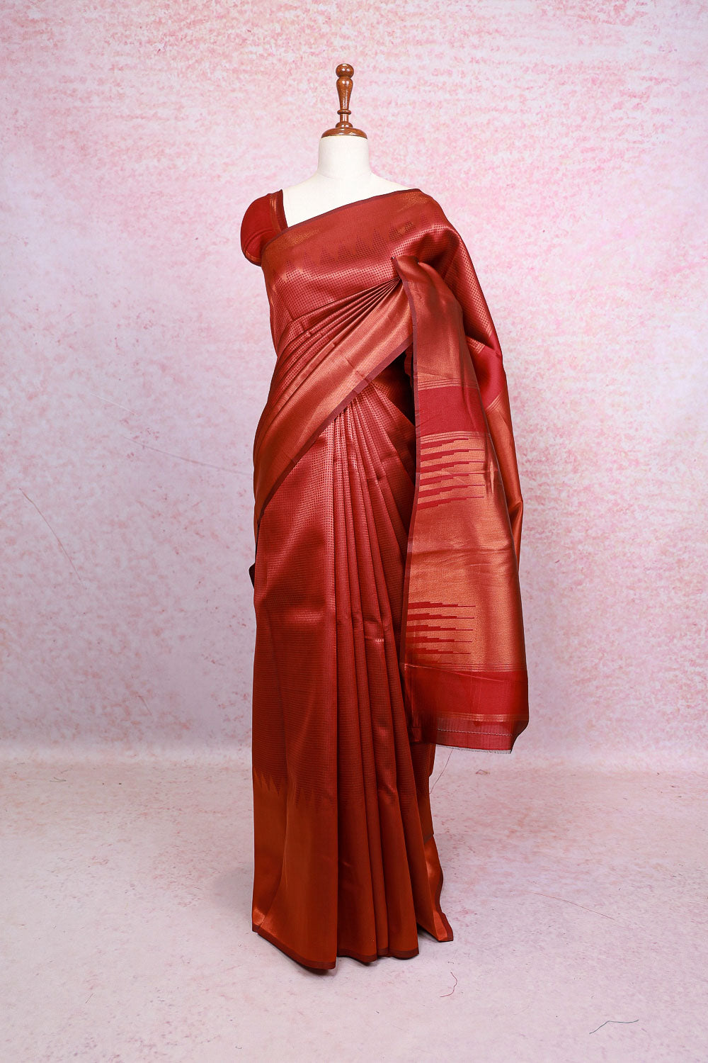 Maroon Semi Tissue Saree