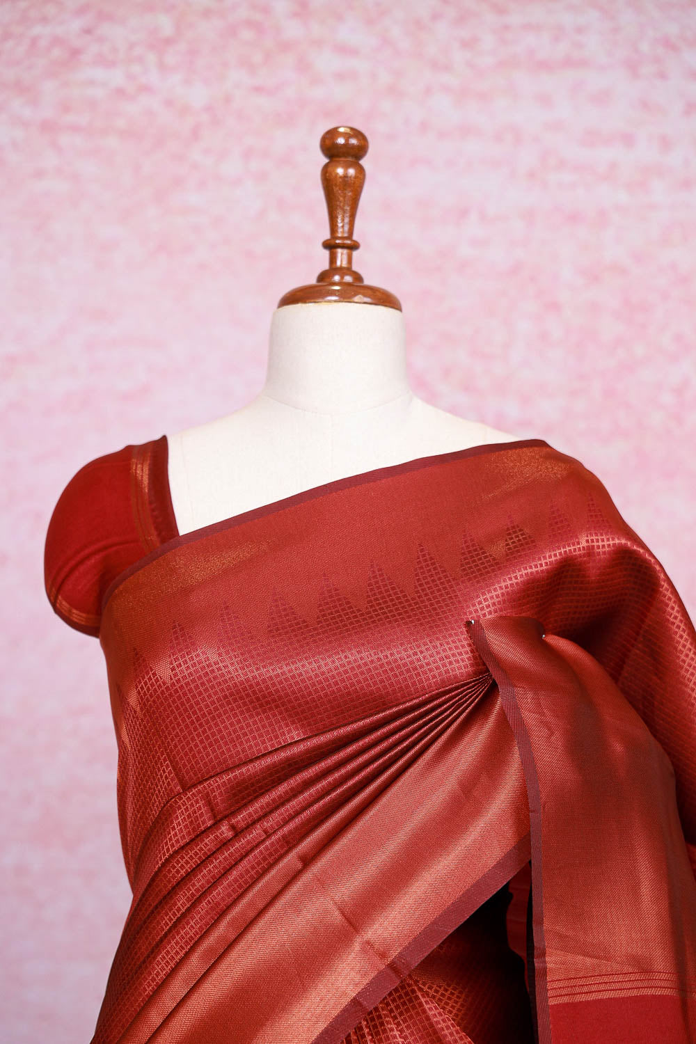 Maroon Semi Tissue Saree
