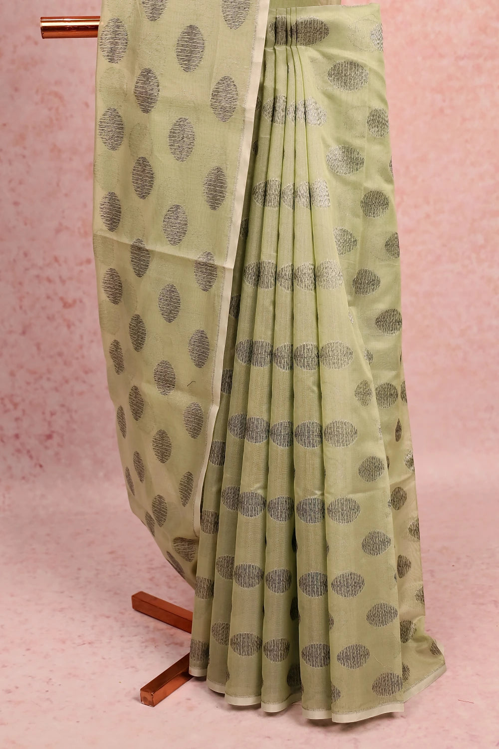 Pista Green Cotton Silk Saree