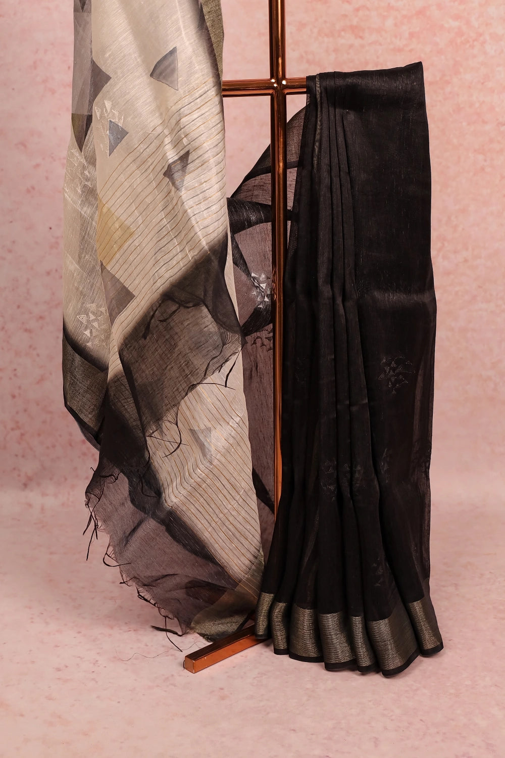 Cream Jute Silk Saree