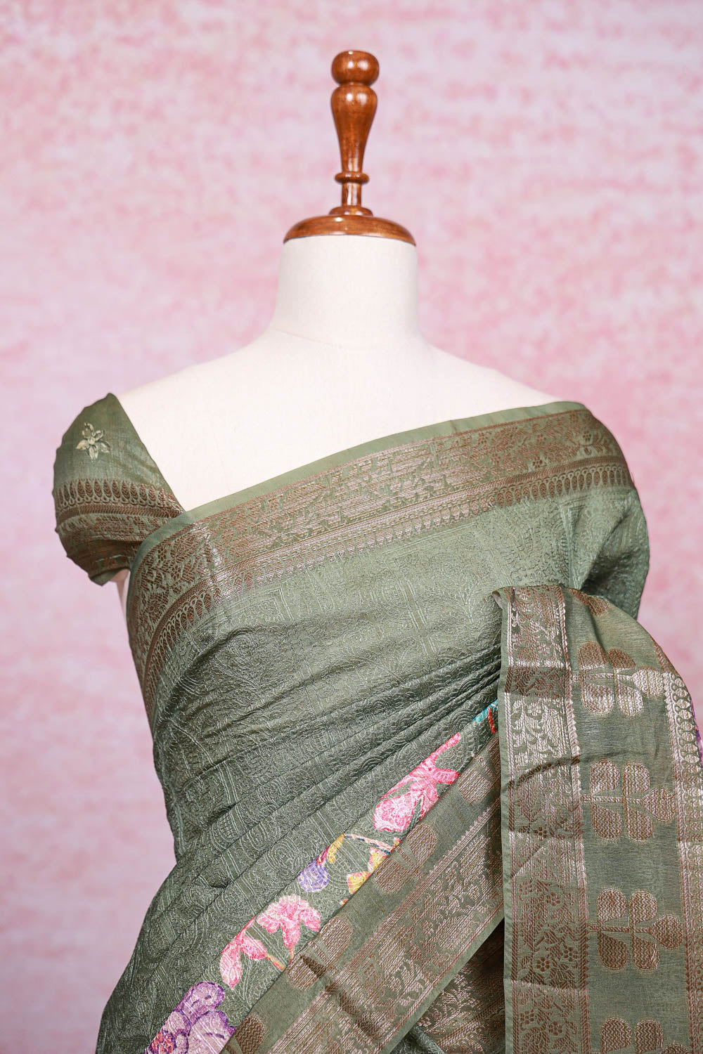 Green Semi Tussar Saree