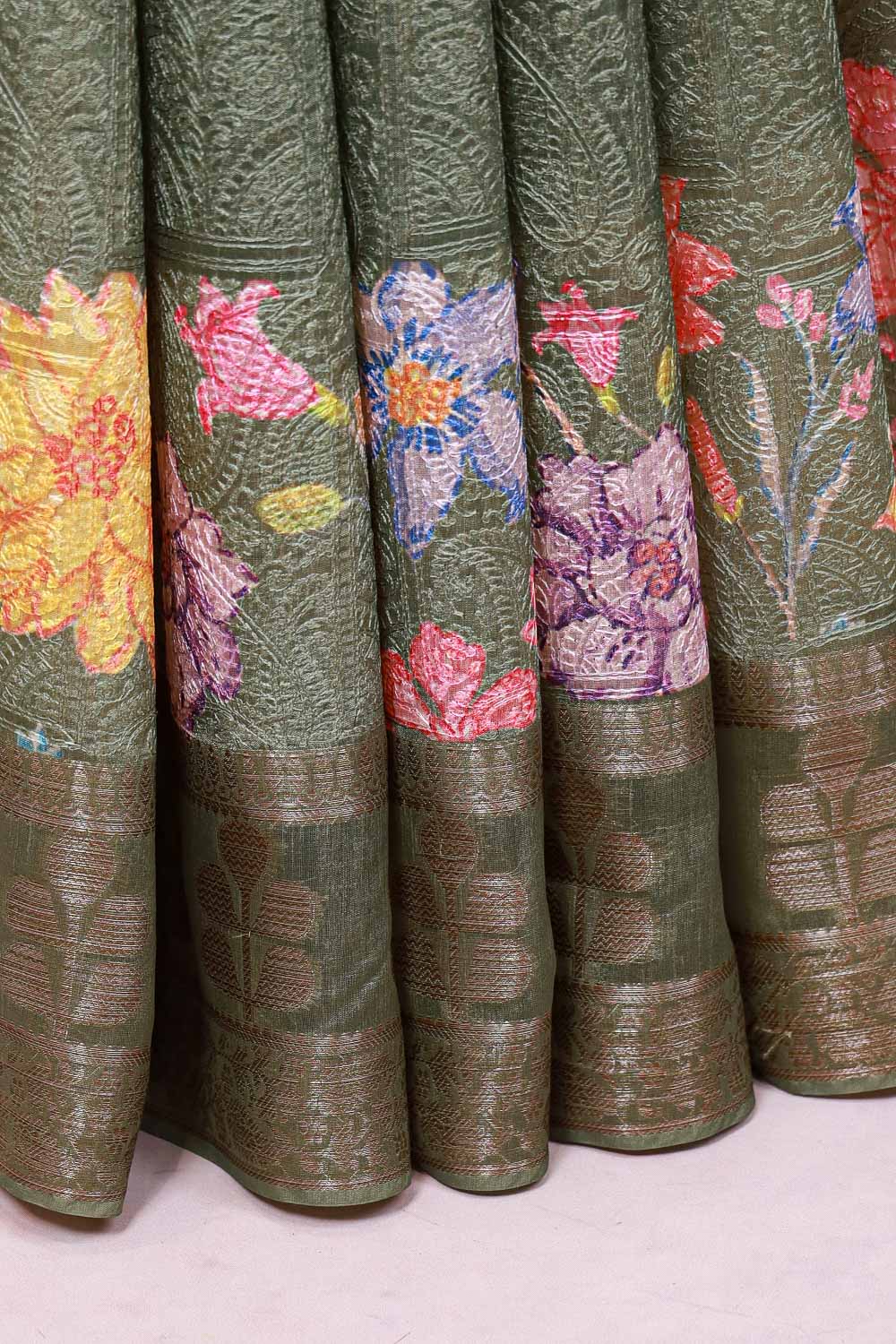 Green Semi Tussar Saree