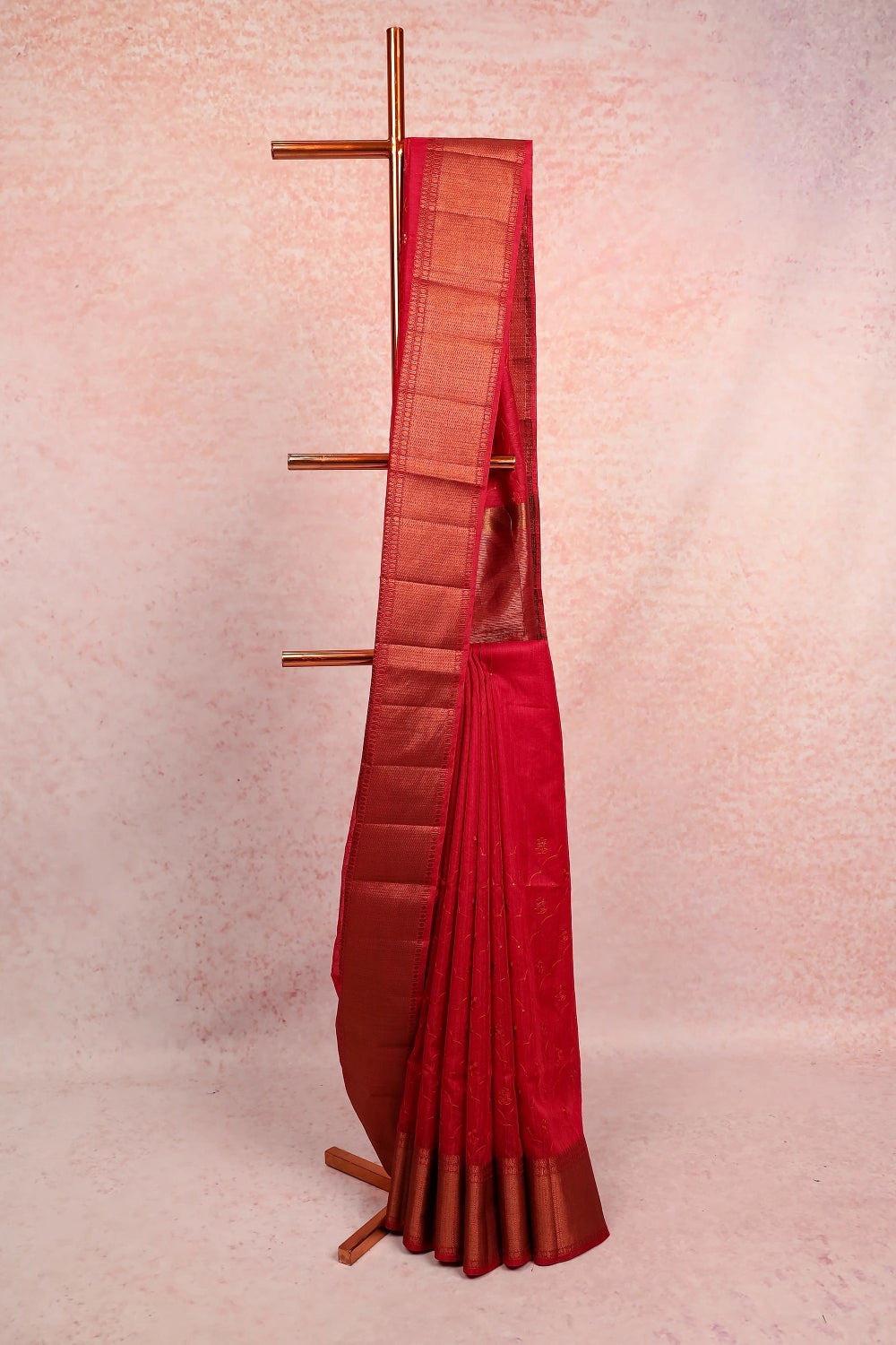 Maroon Semi Jute Saree