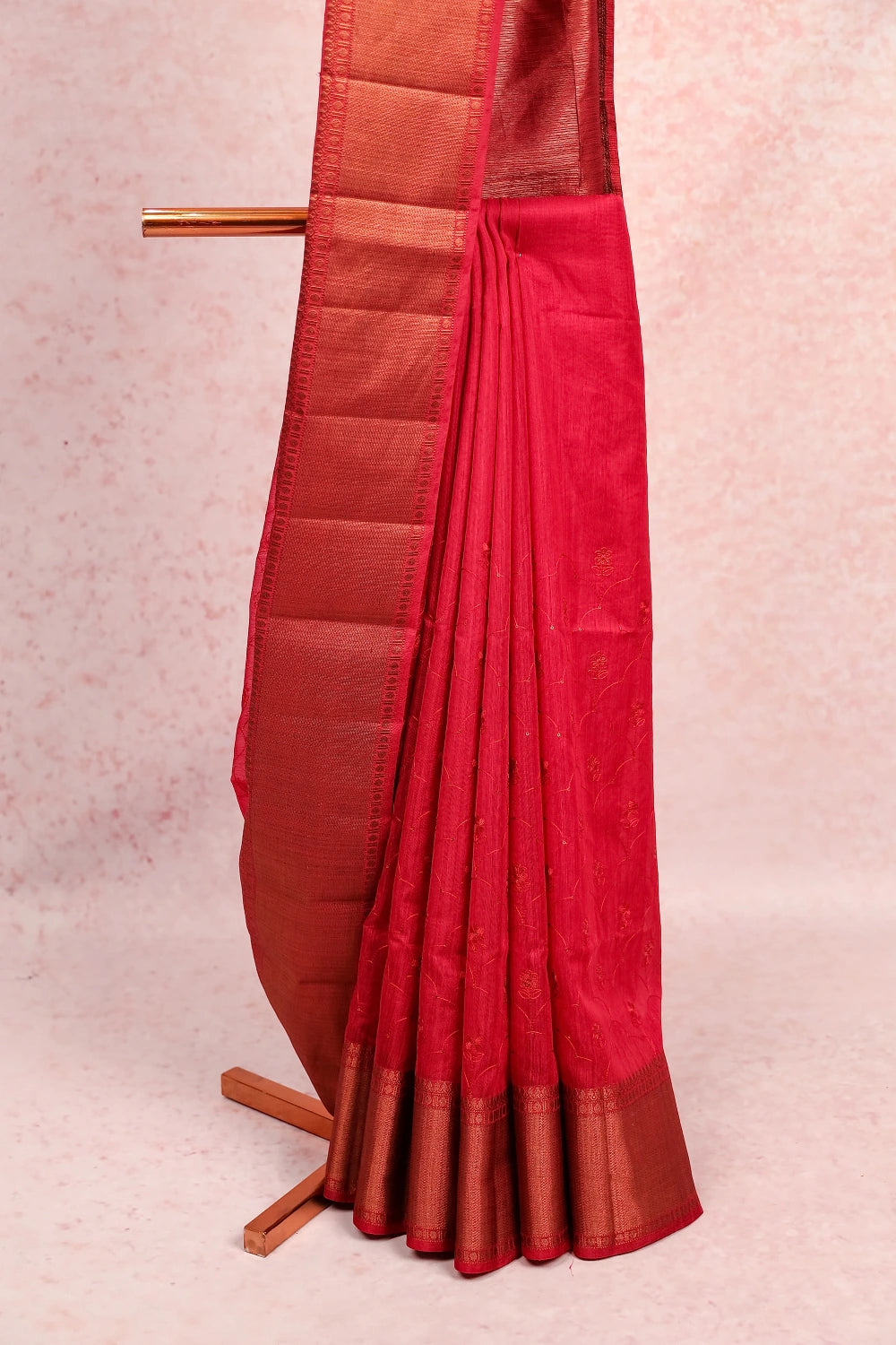 Maroon Semi Jute Saree