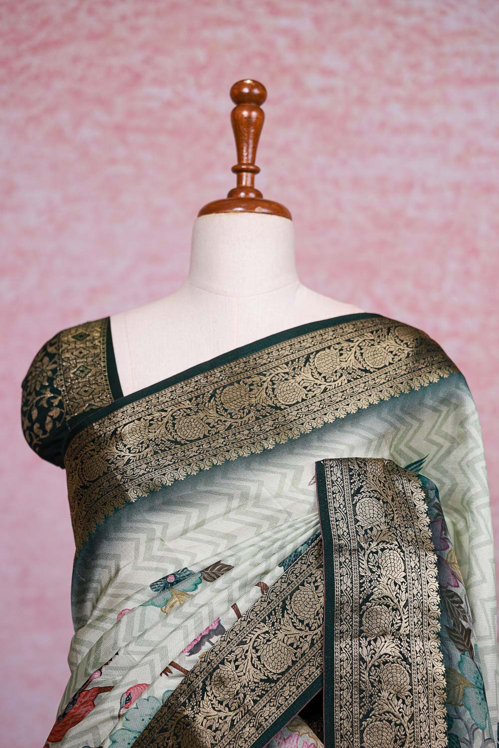 Pastel Green Semi Silk Saree
