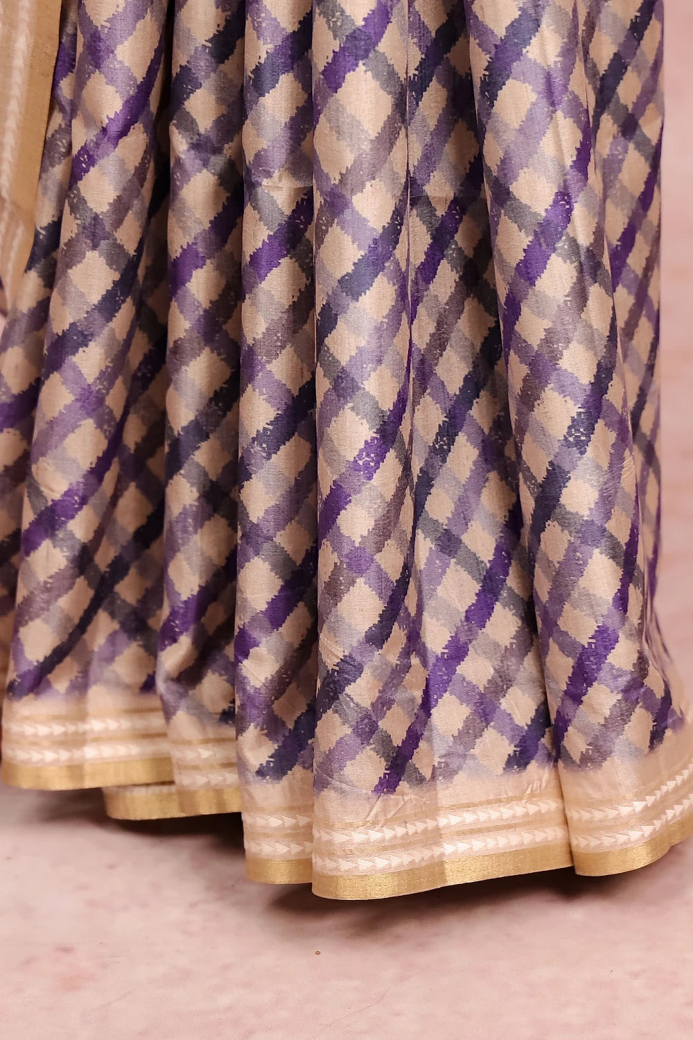 Cream Semi Jute Saree