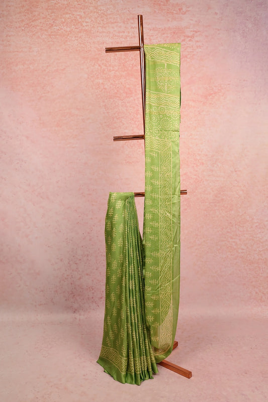 Light Green Semi Silk Saree