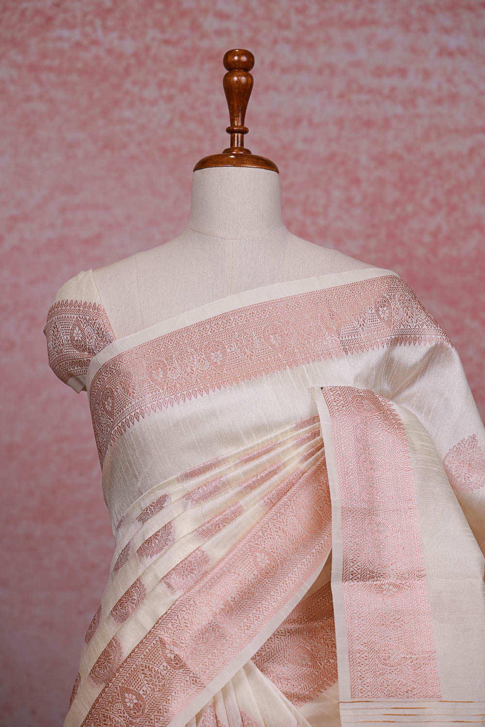 Cream Semi Jute Saree