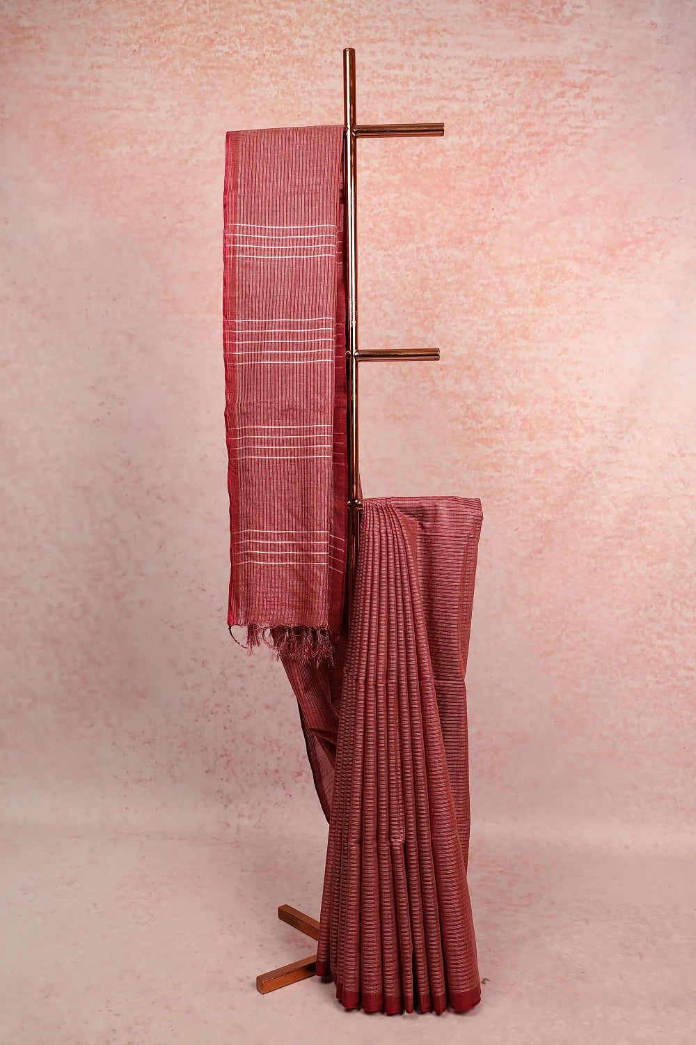 Maroon Semi Tussar Saree