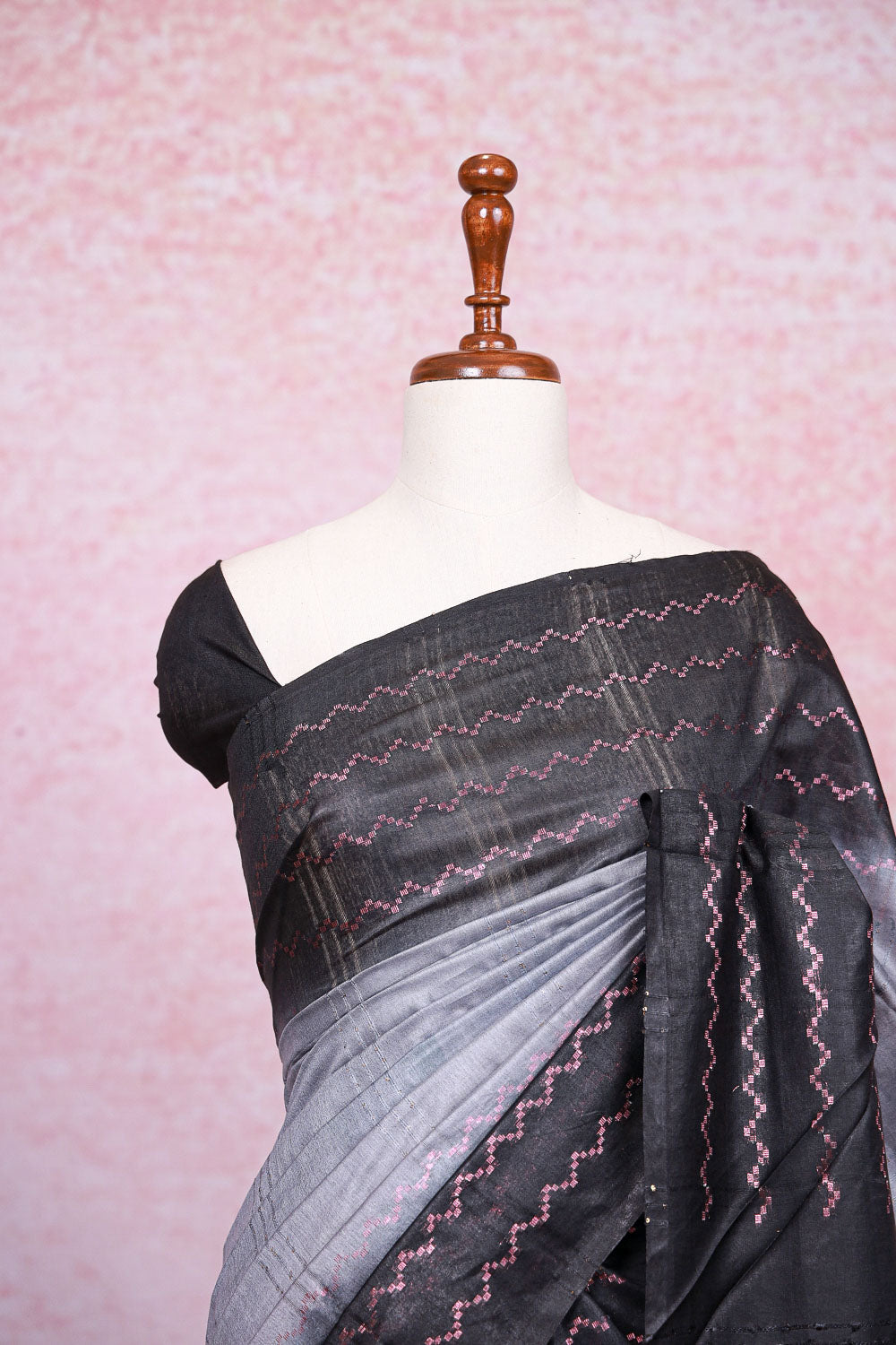 Ash Semi Tussar Saree - Seematti