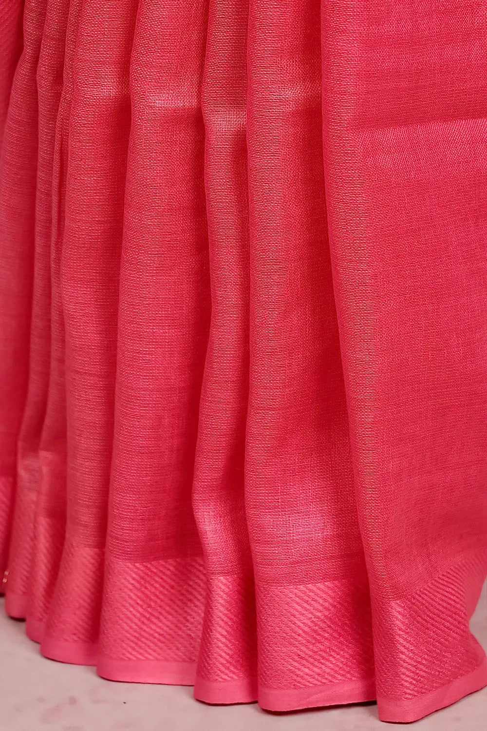 Pink Semi Linen Saree
