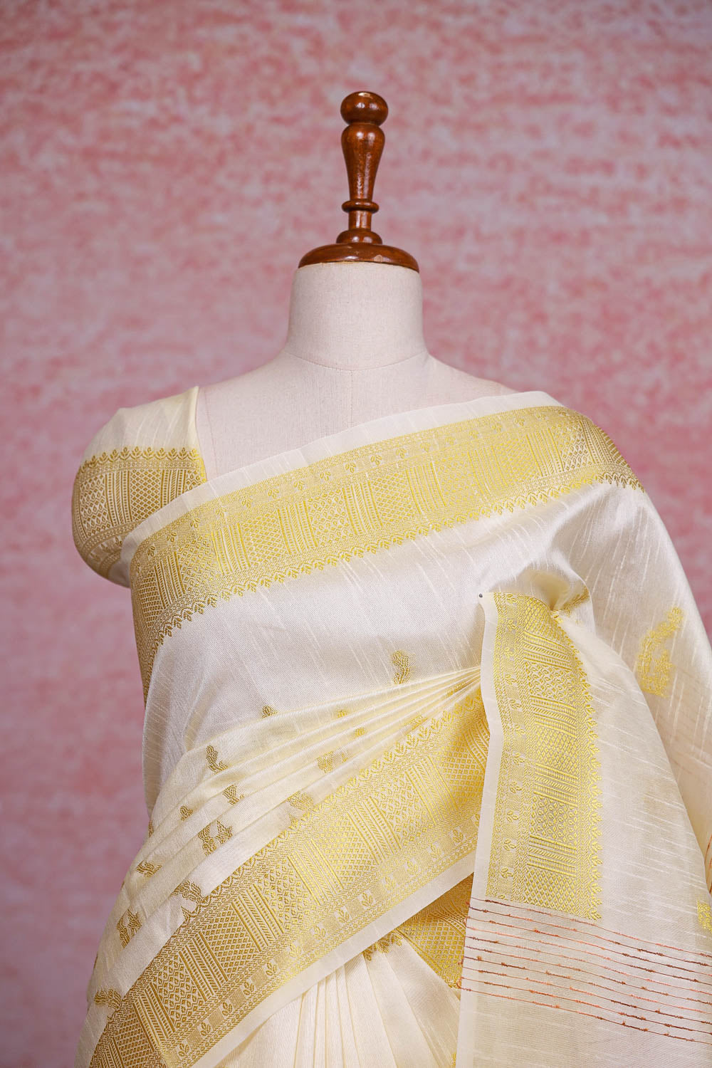 Cream Semi Jute Saree