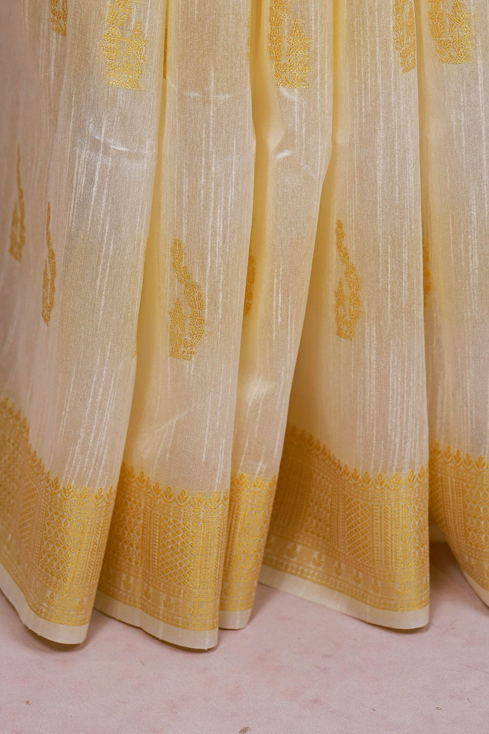 Cream Semi Jute Saree