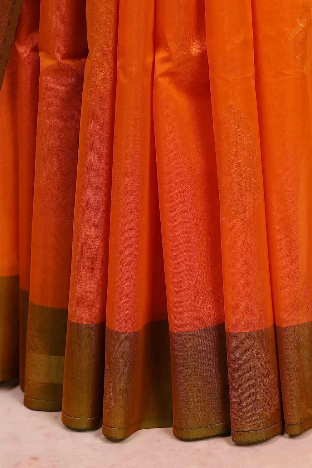 Orange Cotton Silk Saree