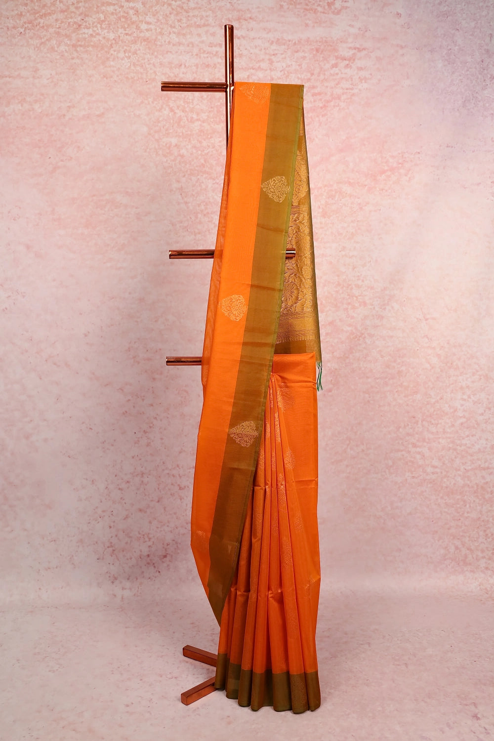 Orange Cotton Silk Saree