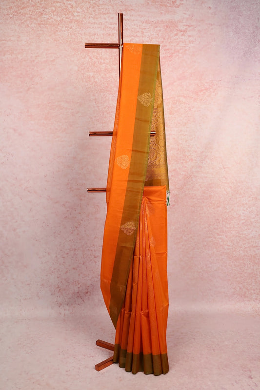 Orange Cotton Silk Saree