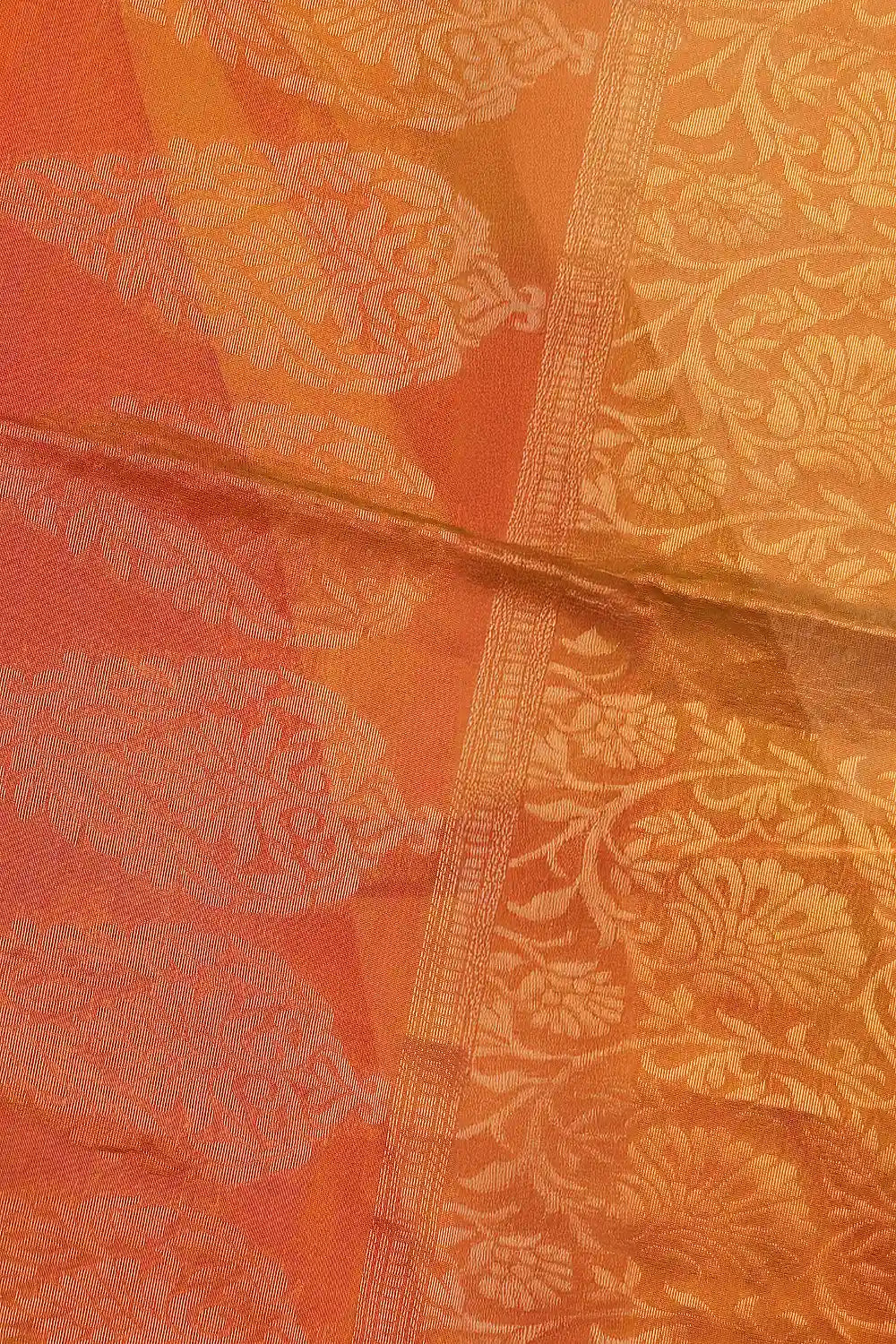 Orange Cotton Silk Saree