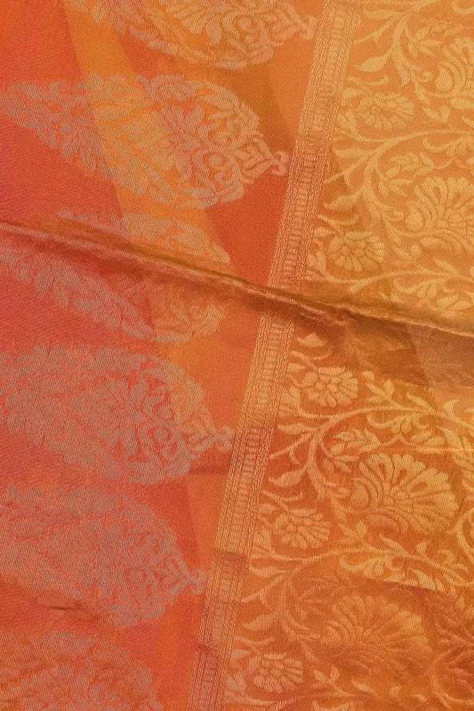 Orange Cotton Silk Saree