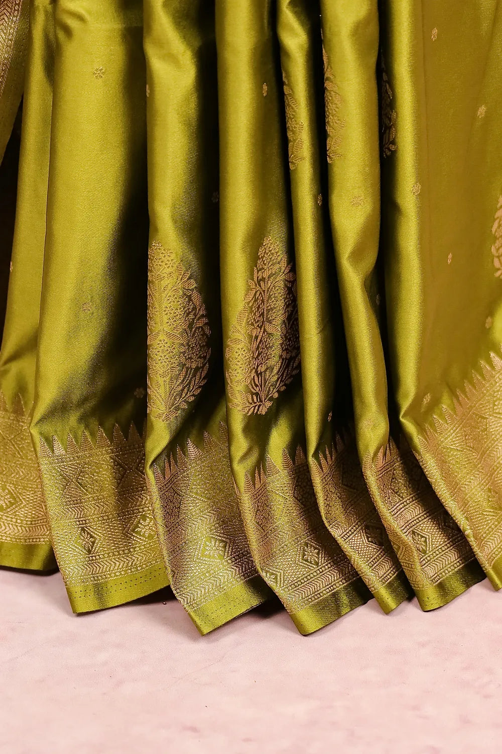 Green Semi Banarasi Saree