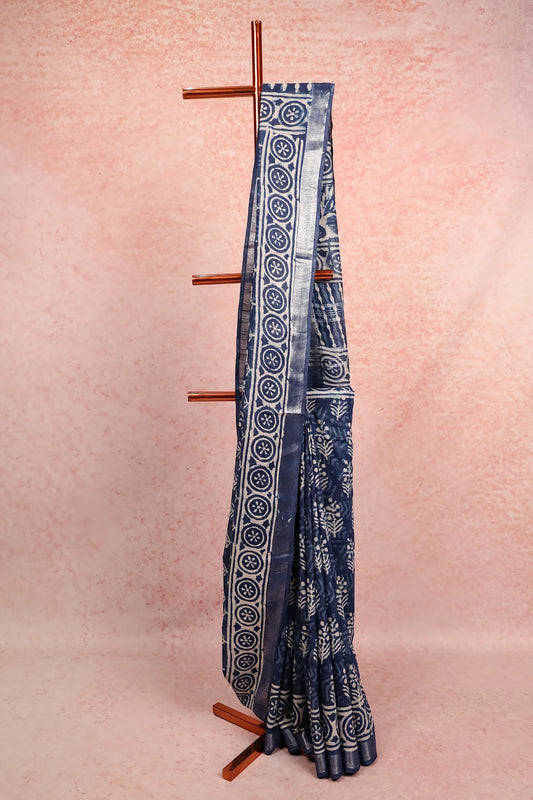 Indigo Semi Linen Saree