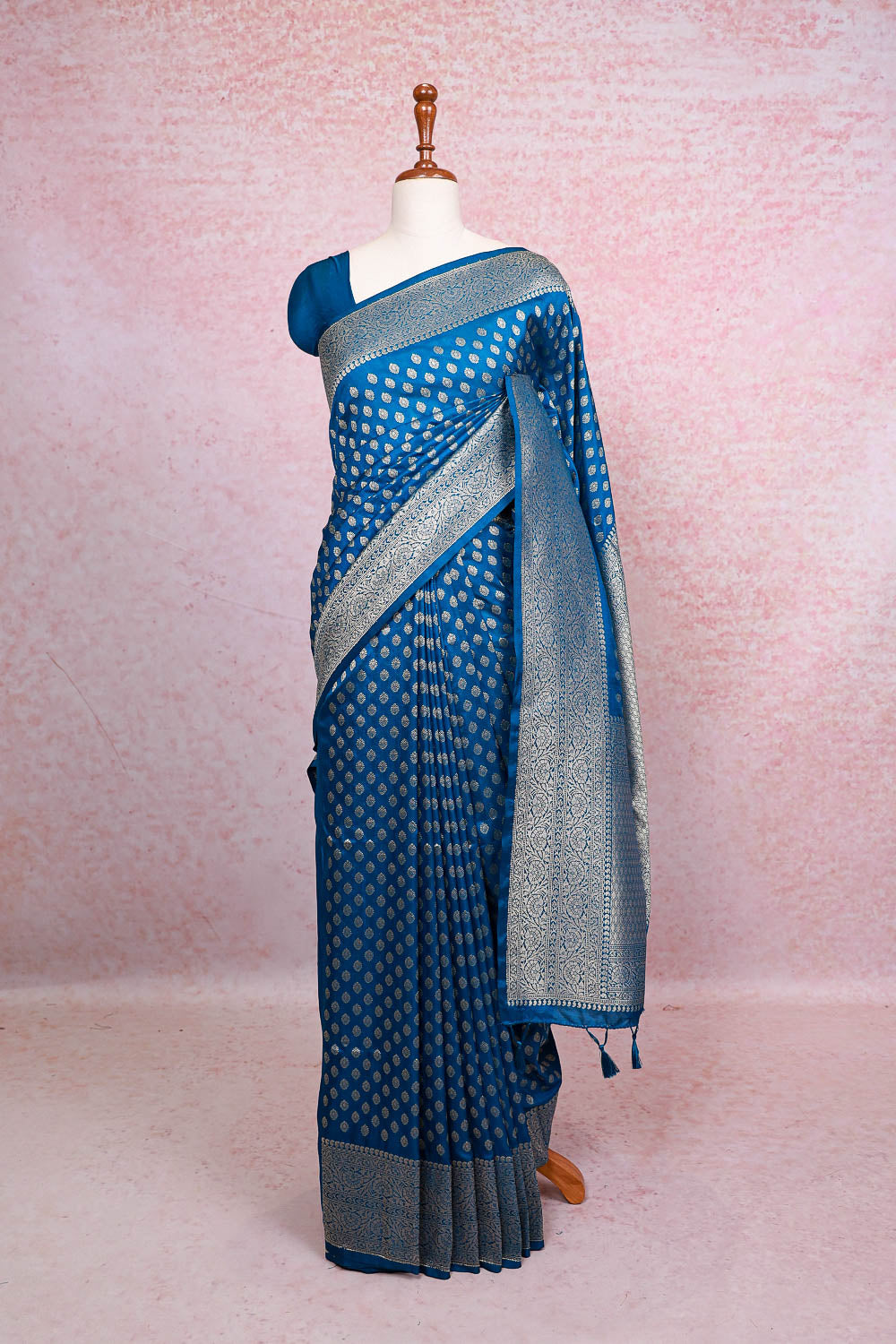 Blue Semi Jute Saree