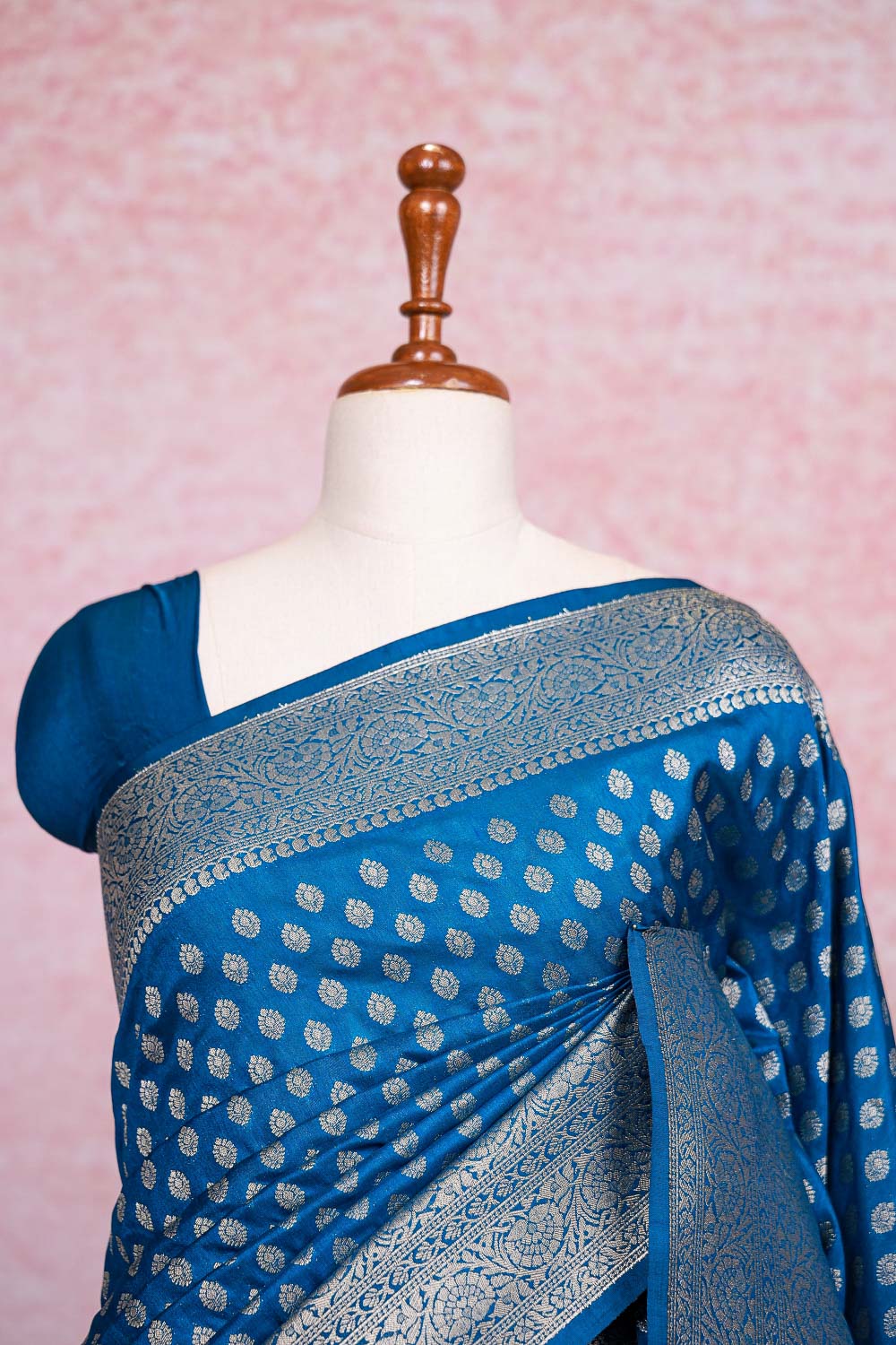 Blue Semi Jute Saree