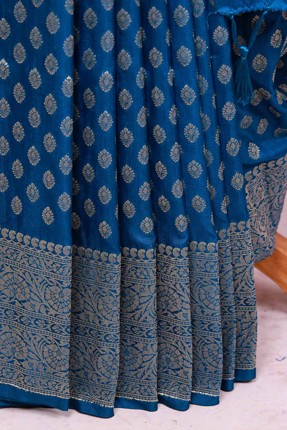 Blue Semi Jute Saree