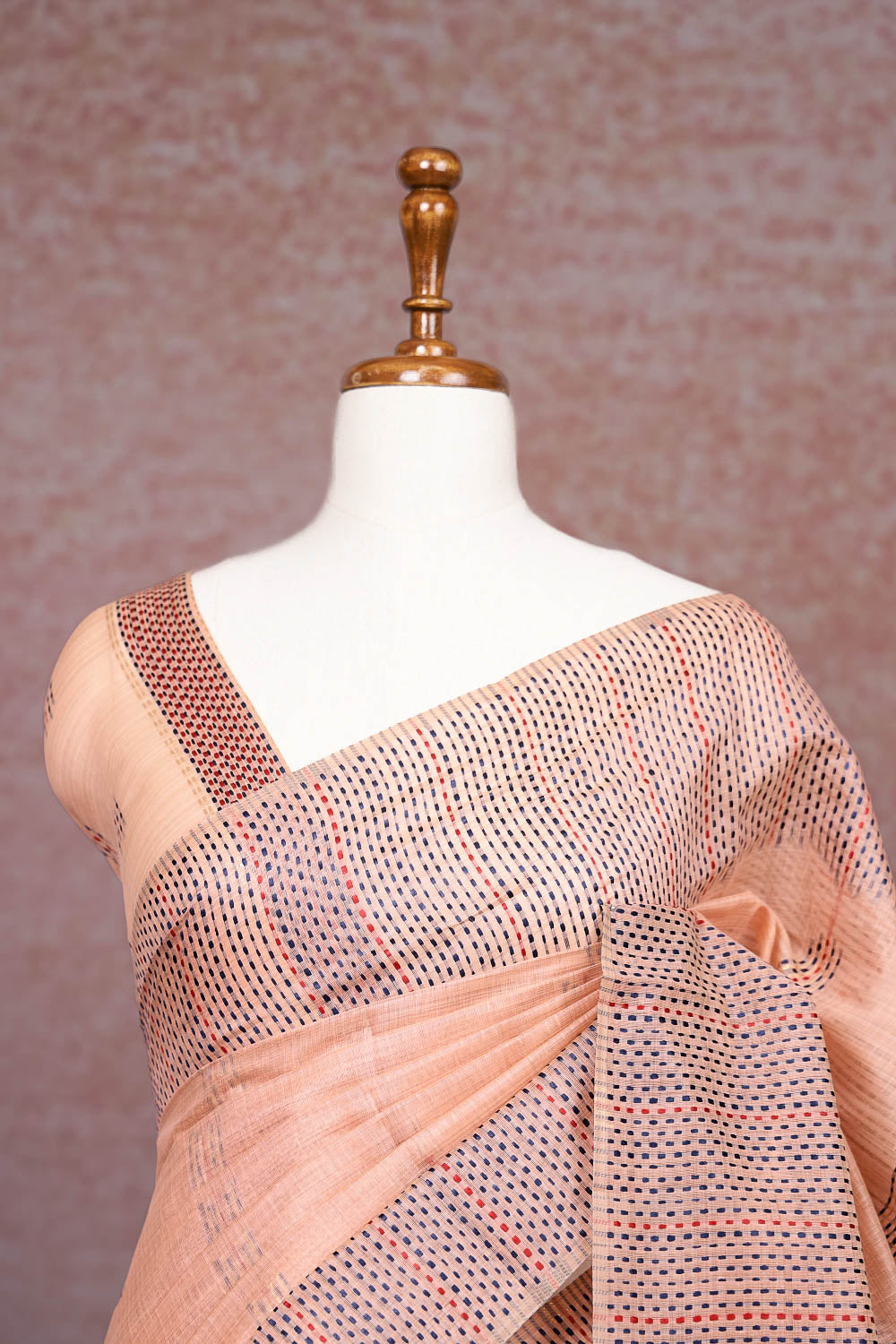 Peach Semi Jute Saree