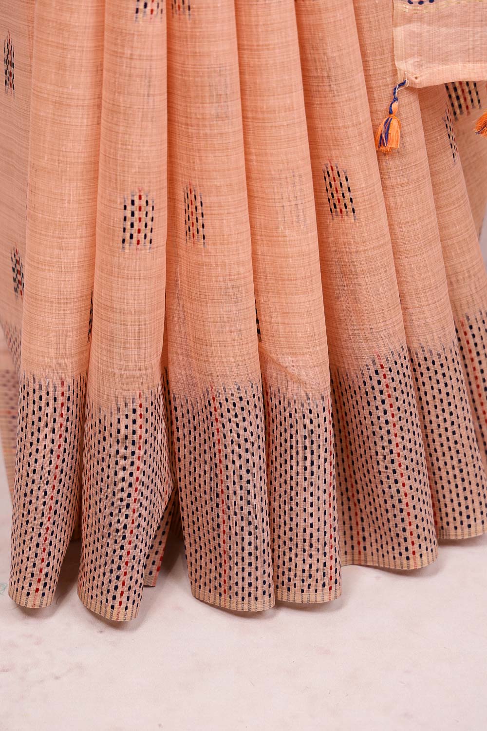 Peach Semi Jute Saree