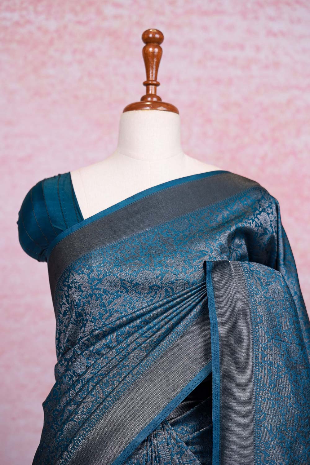Blue Semi Jute Saree
