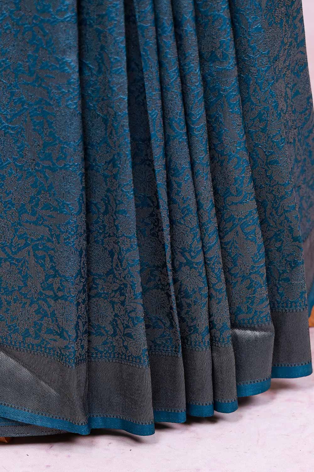 Blue Semi Jute Saree