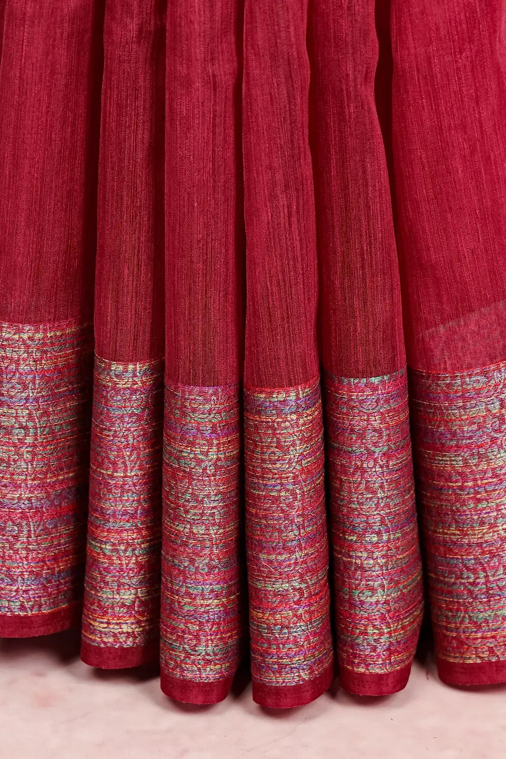 Wine Semi Jute Saree