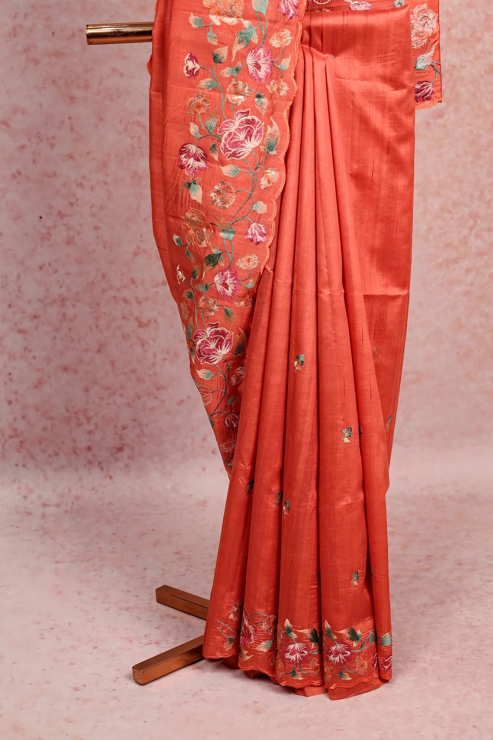 Brick Color Semi Jute Saree