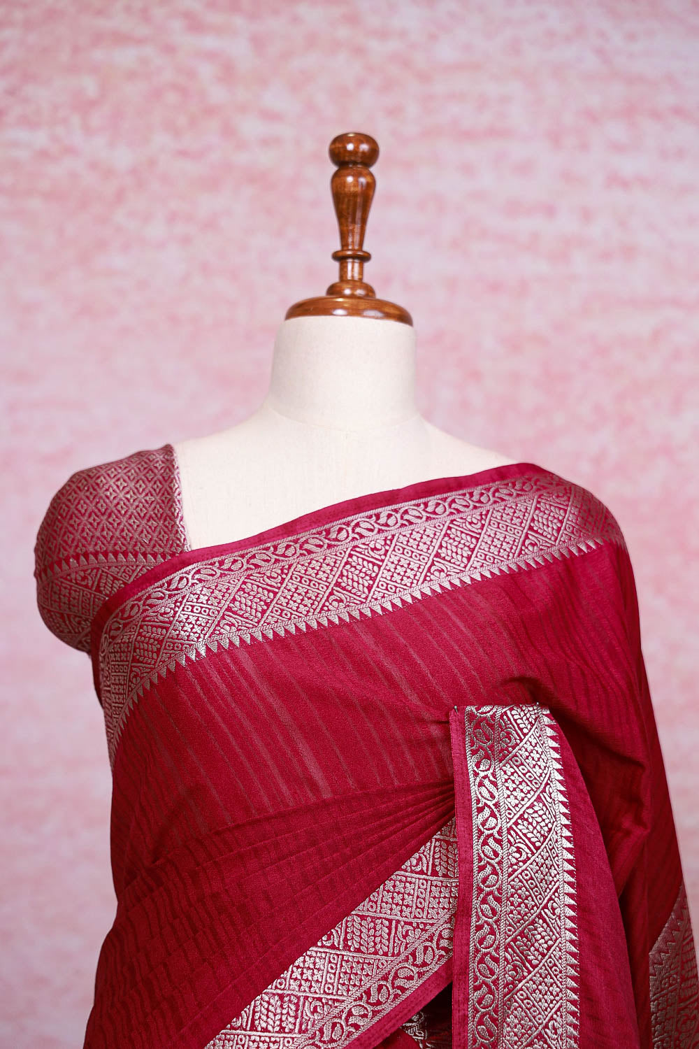 Beet Root Color Semi Crepe Saree