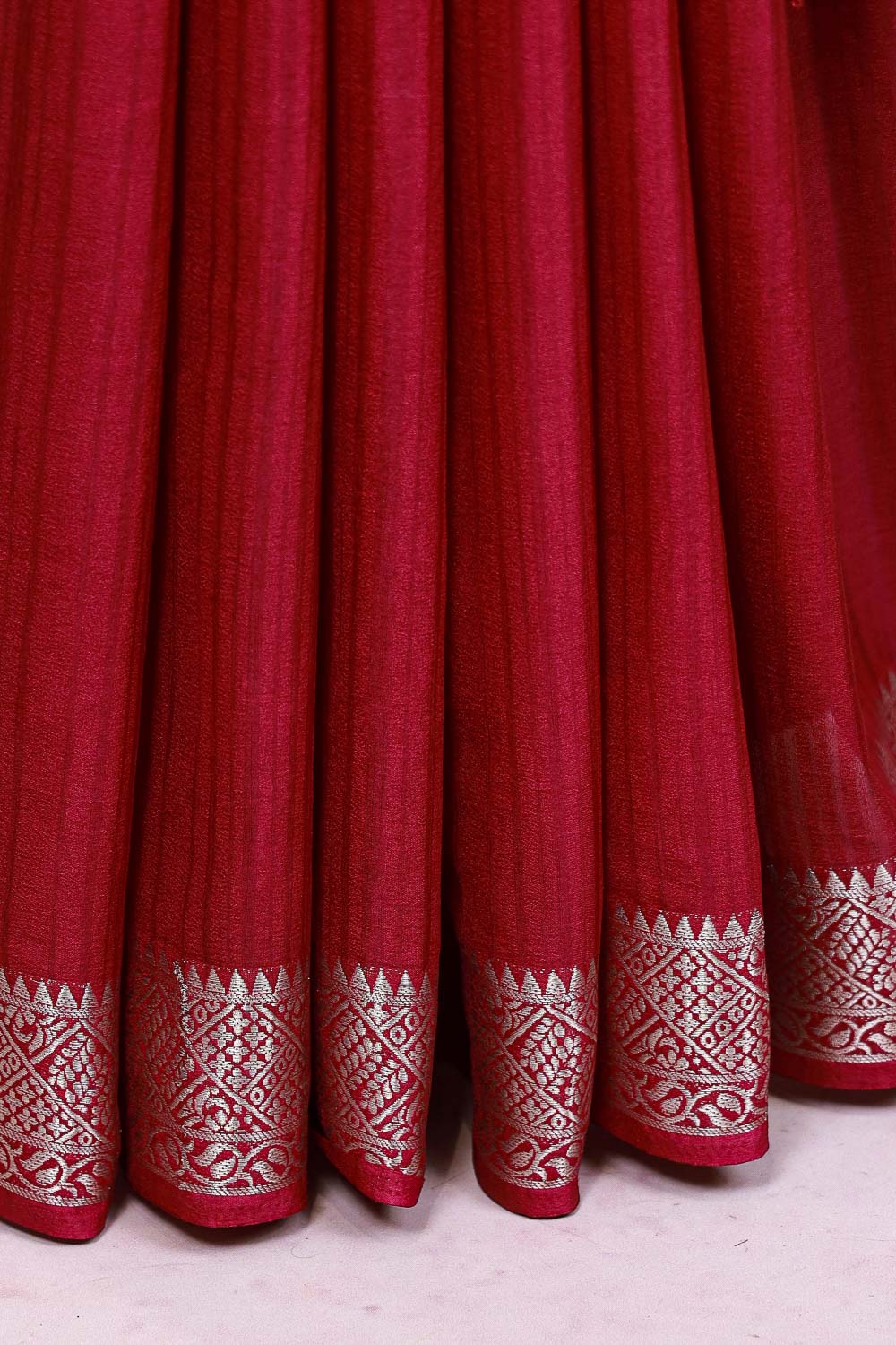Beet Root Color Semi Crepe Saree