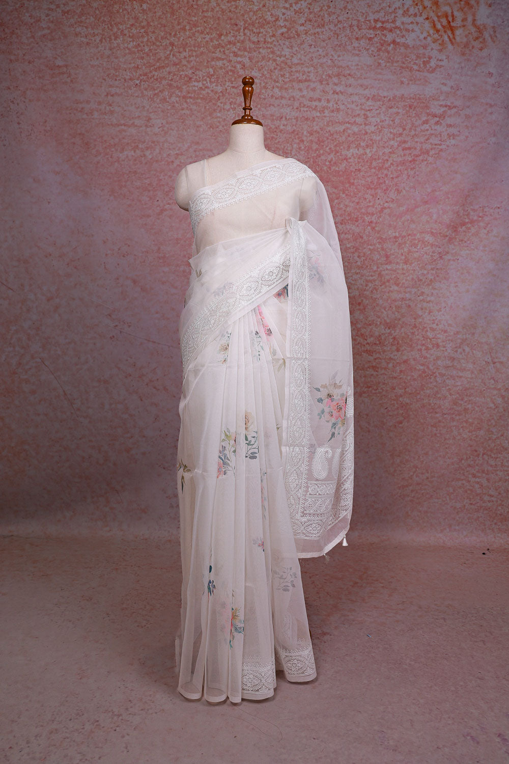 White Semi Organza Saree