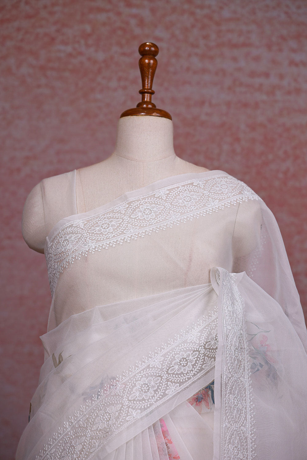 White Semi Organza Saree
