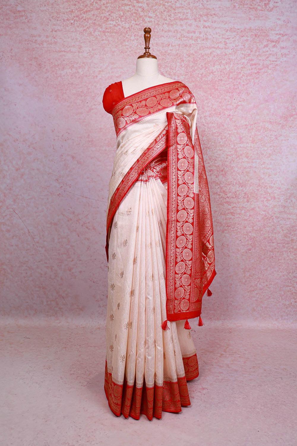 Cream Semi Jute Saree