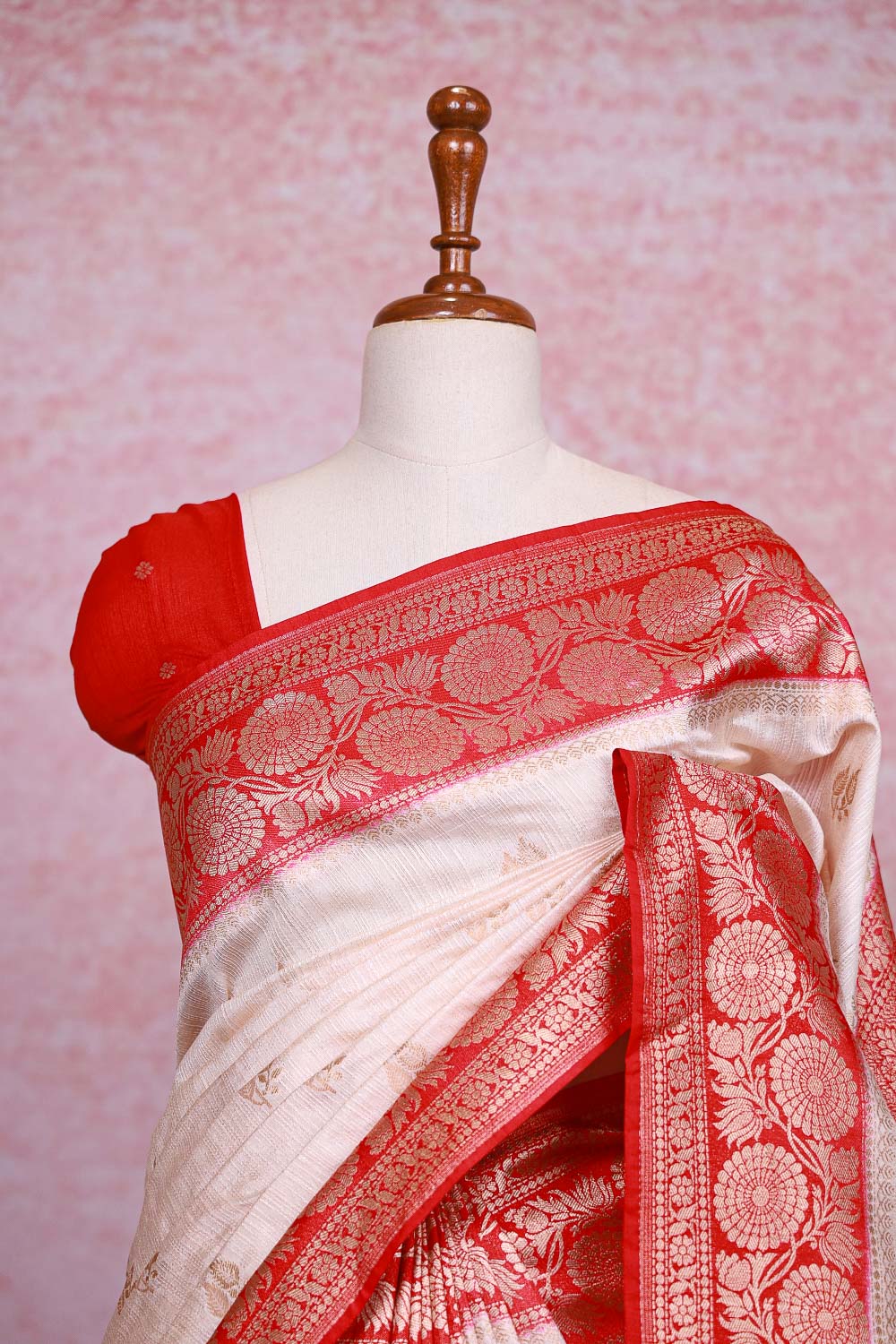 Cream Semi Jute Saree