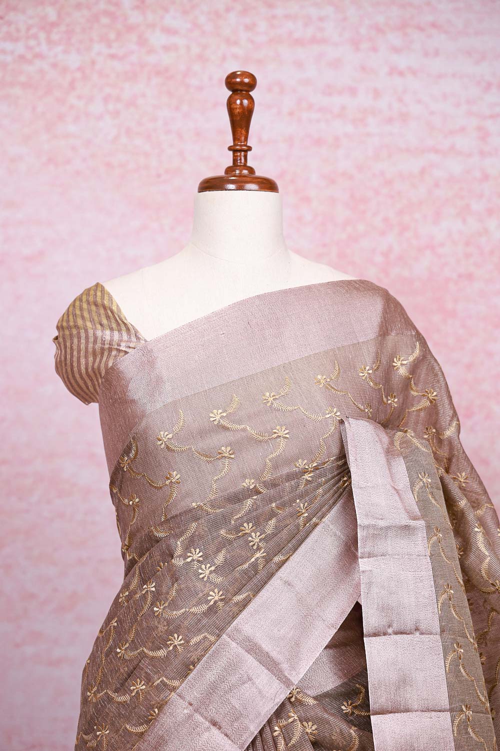 Grey Semi Tissue Saree