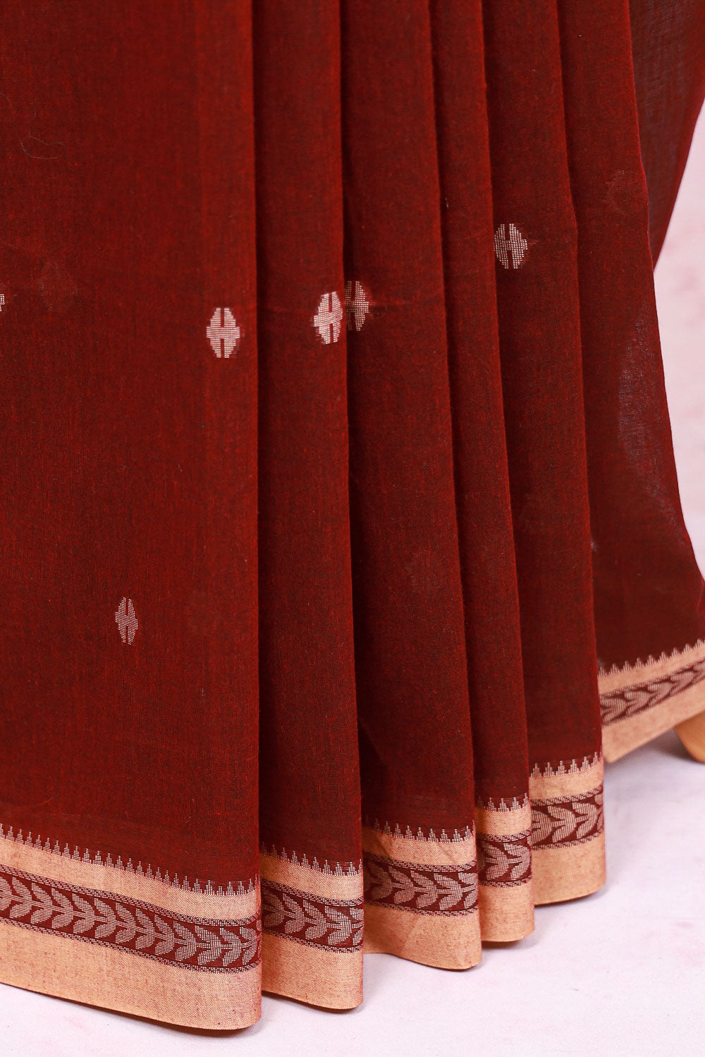 Maroon Mul Cotton Saree