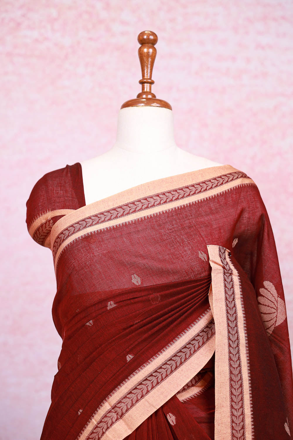 Maroon Mul Cotton Saree
