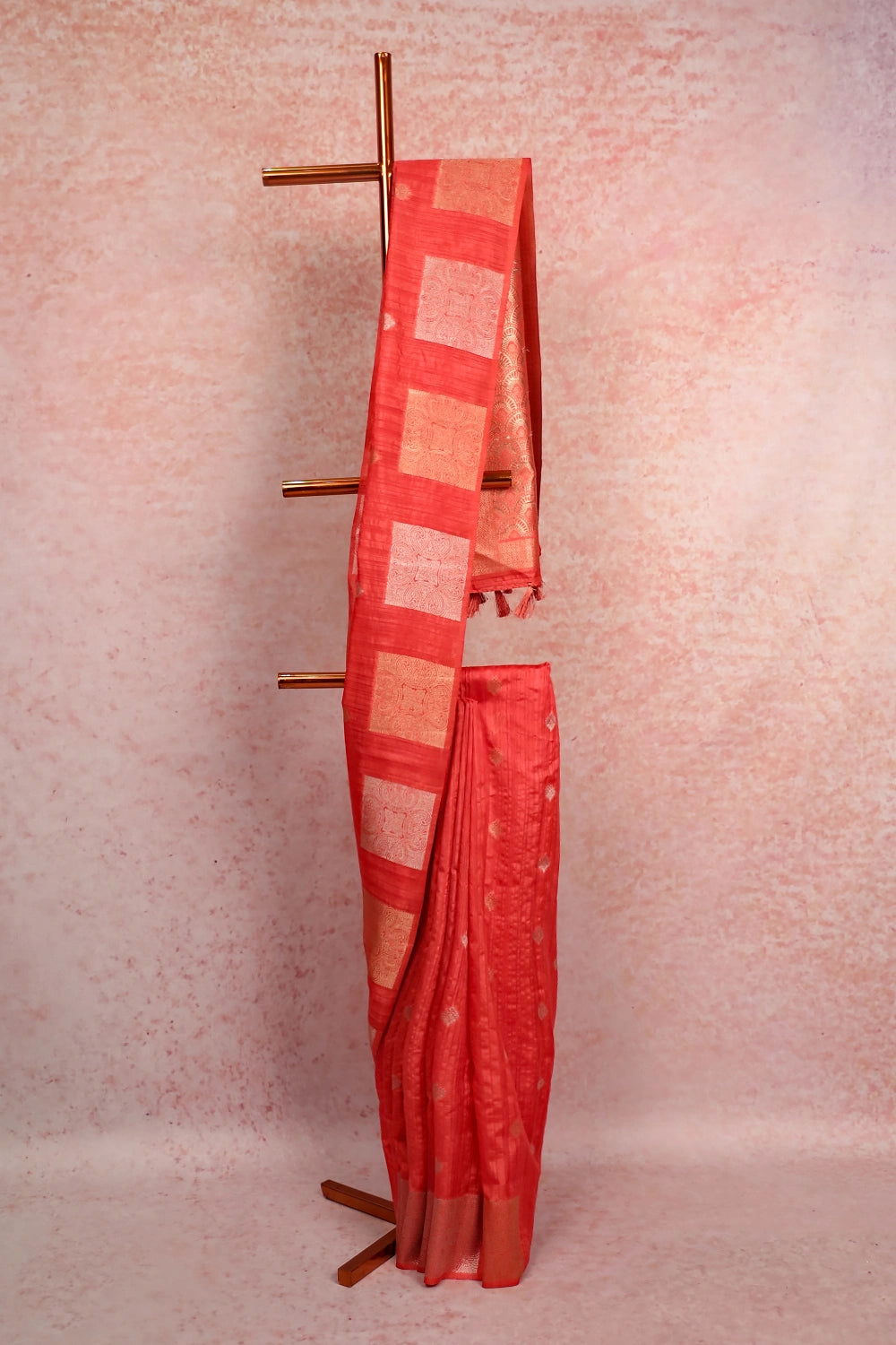 Peach Semi Jute Saree