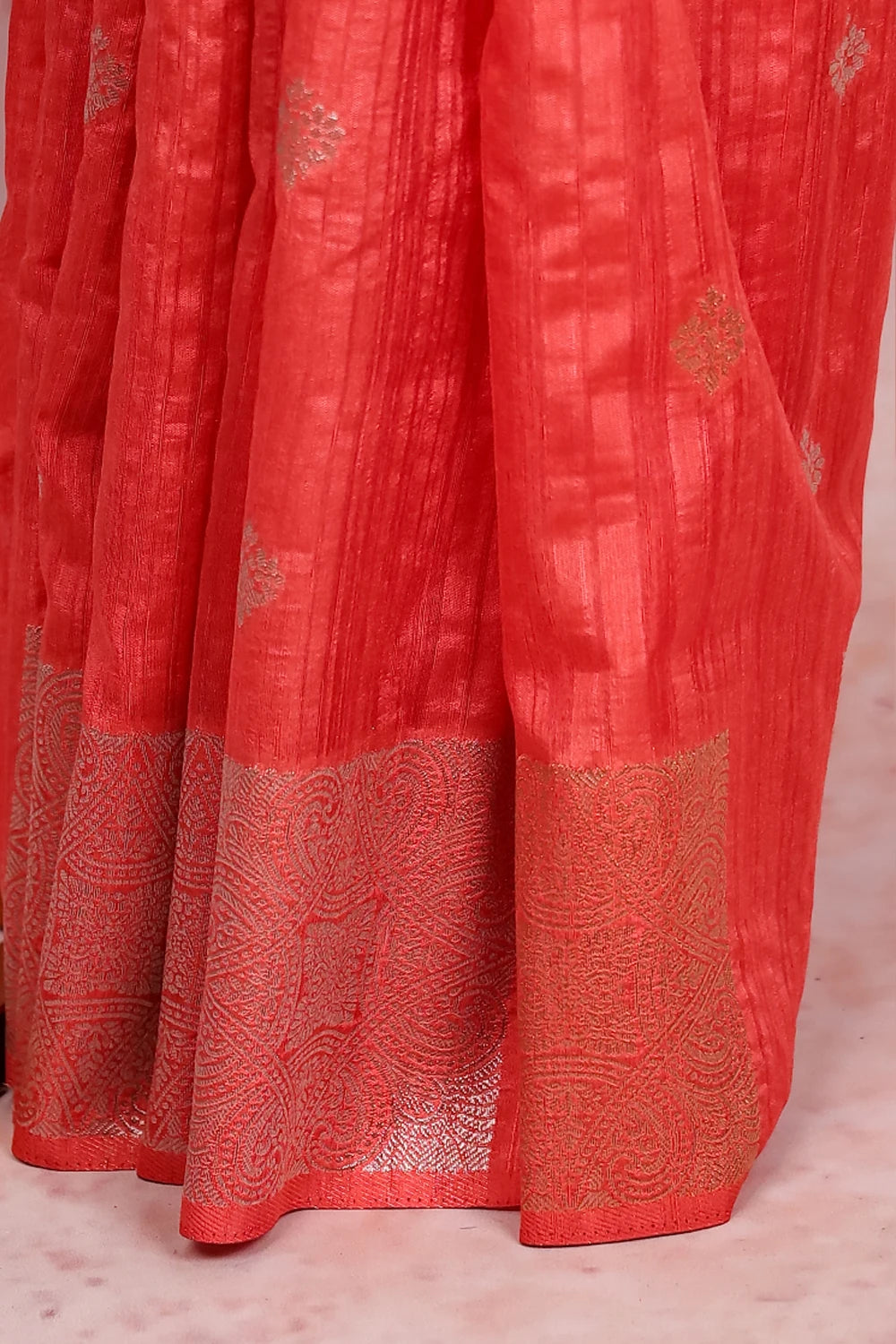 Peach Semi Jute Saree