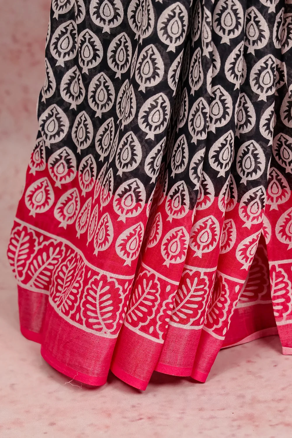 Black Semi Linen Saree