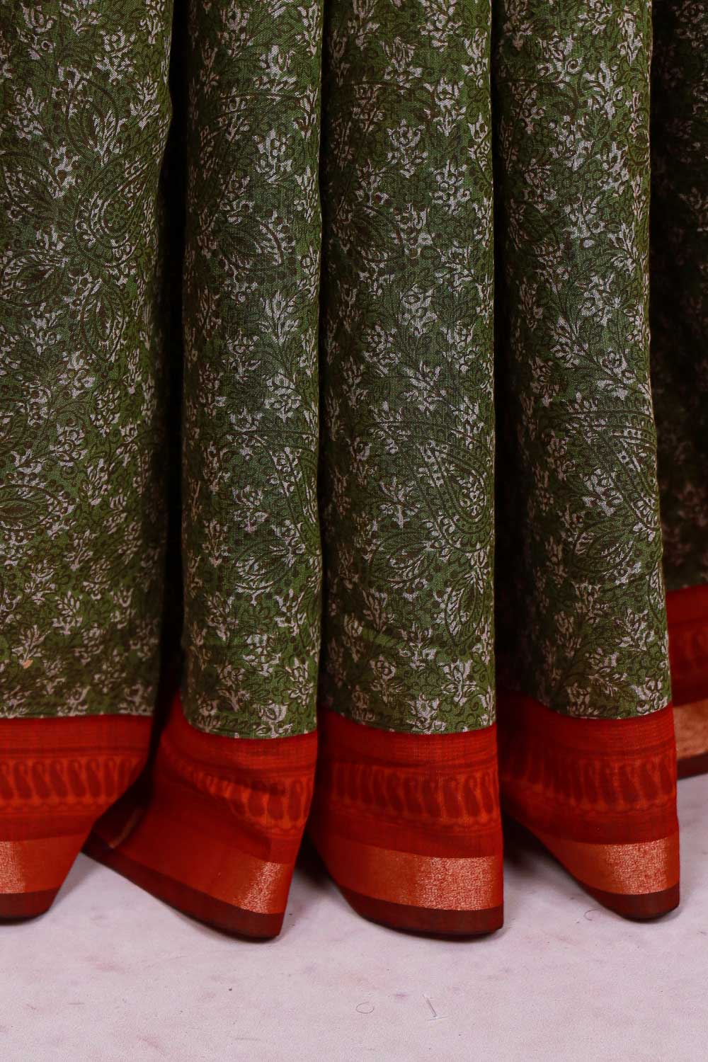 Green Cotton Saree - Seematti