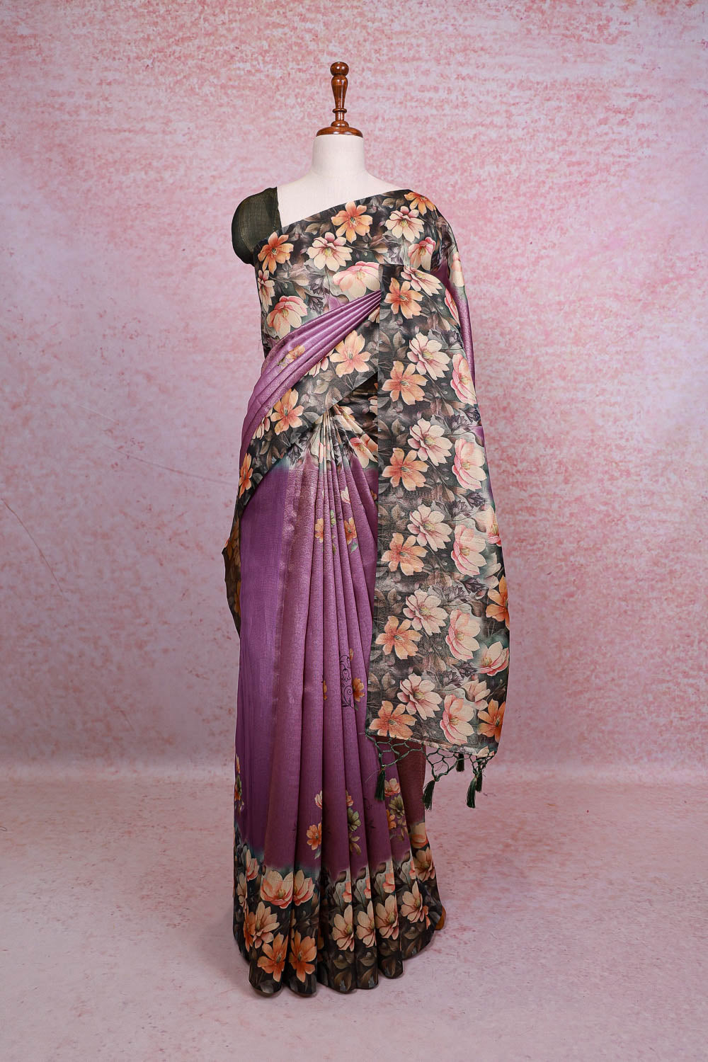 Lavender Semi Silk Saree