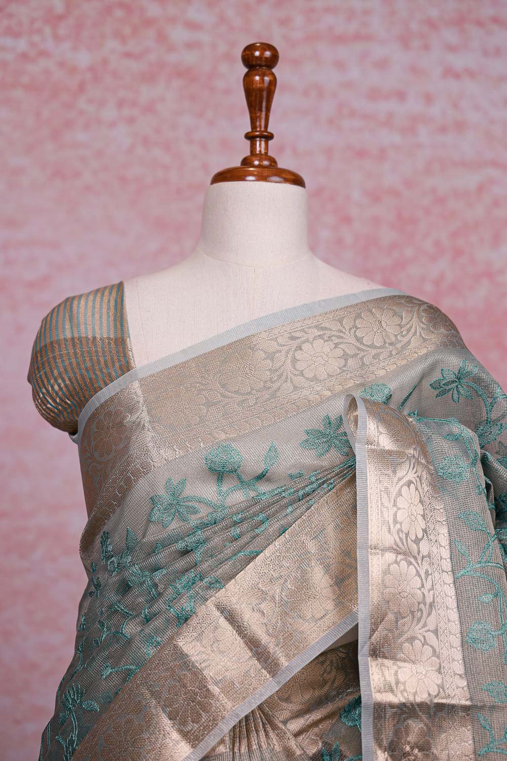Pastel Blue Tissue Kota Saree